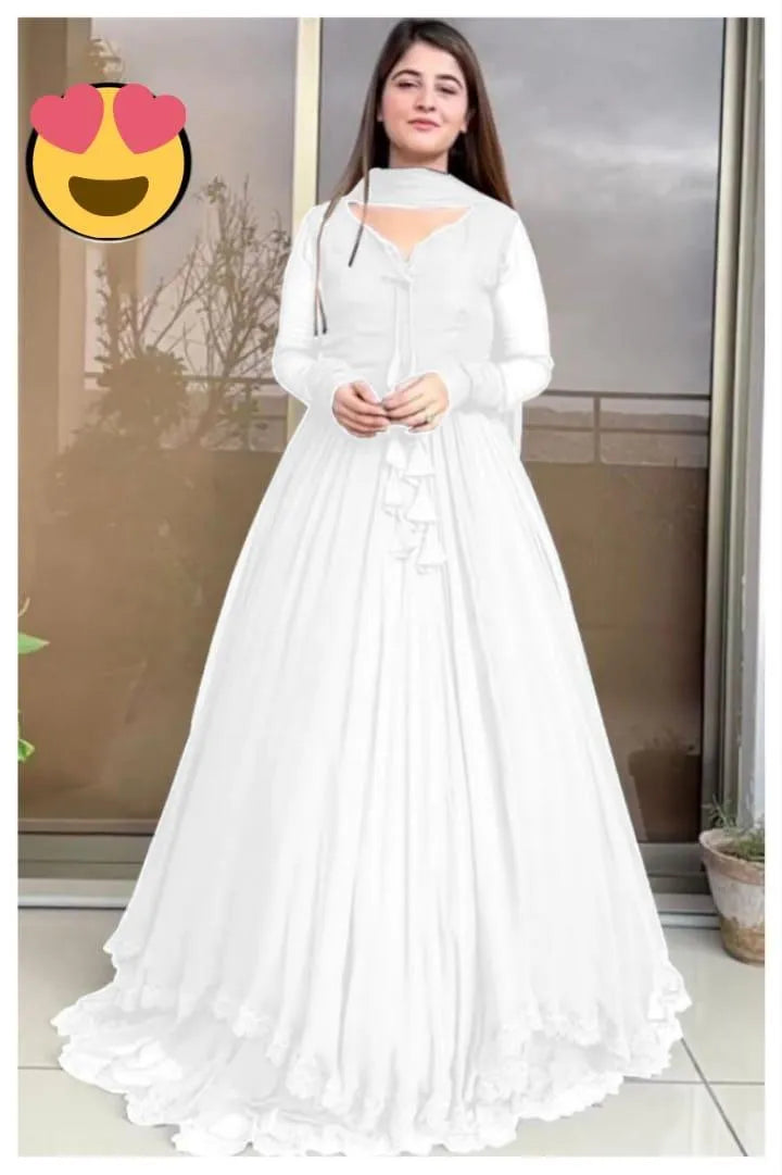 3 Pcs Women's Stitched Chiffon Plain Suit
