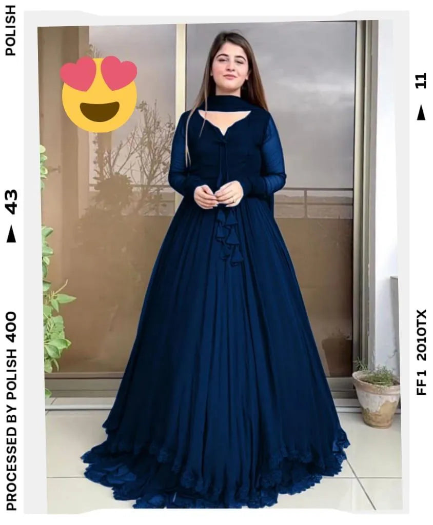 3 Pcs Women's Stitched Chiffon Plain Suit