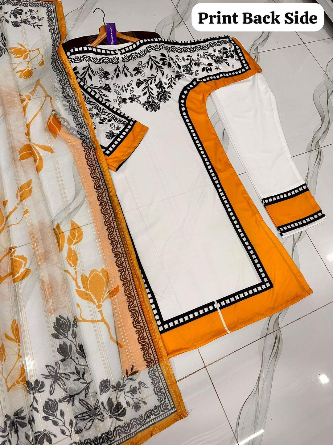 3 Pcs Women's Stitched Lawn Printed Suit