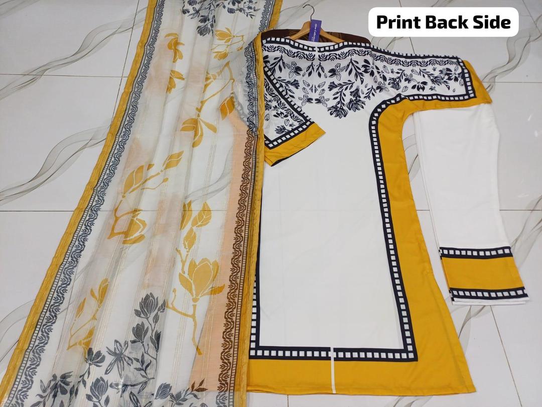 3 Pcs Women's Stitched Lawn Printed Suit