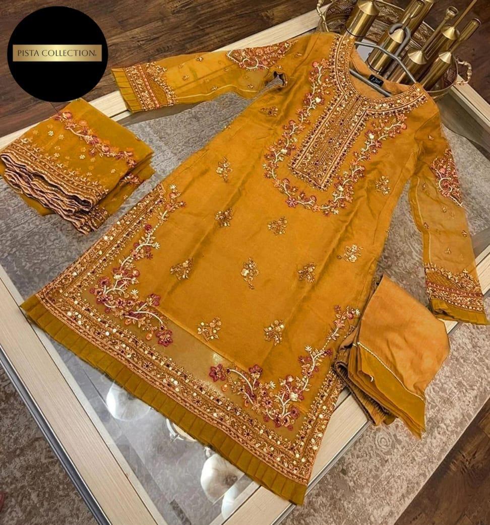 3 Pcs Women's Stitched Embroidered Suit