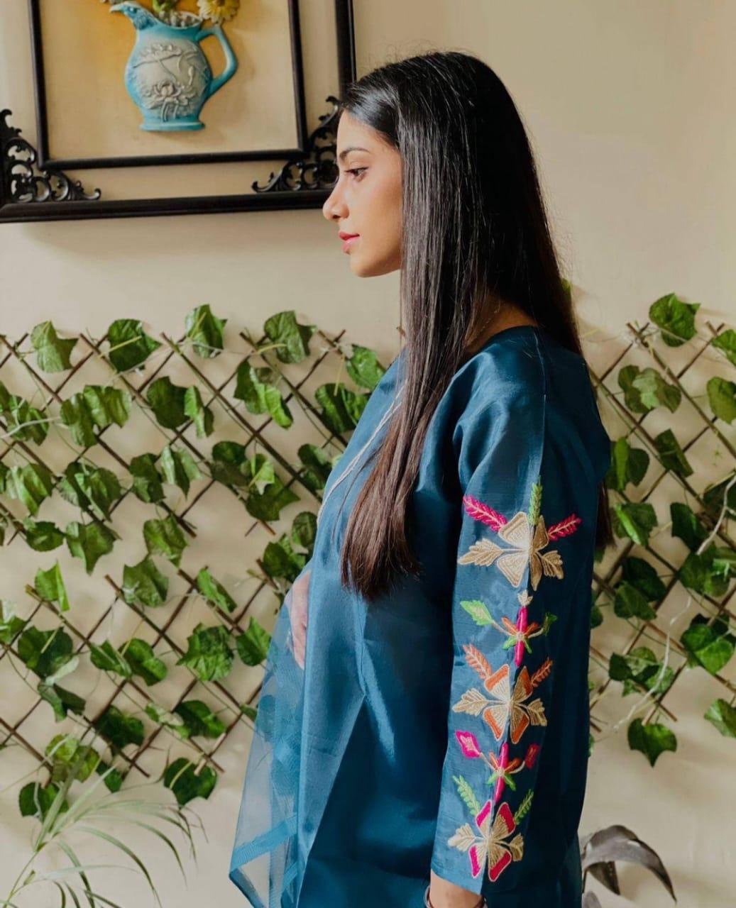 Stunning Women's Stitched Suit Set - 3 Pcs with Embroidered Katan Silk